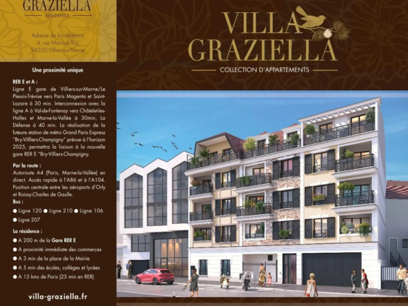Appartement T1 à Villiers-sur-Marne – Résidence Villa Graziella, place de parking, proximité Gare
