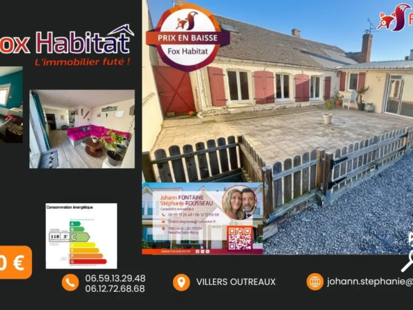 Maison individuelle de 214m² avec piscine, garage et potentiel à Villers-Outréaux