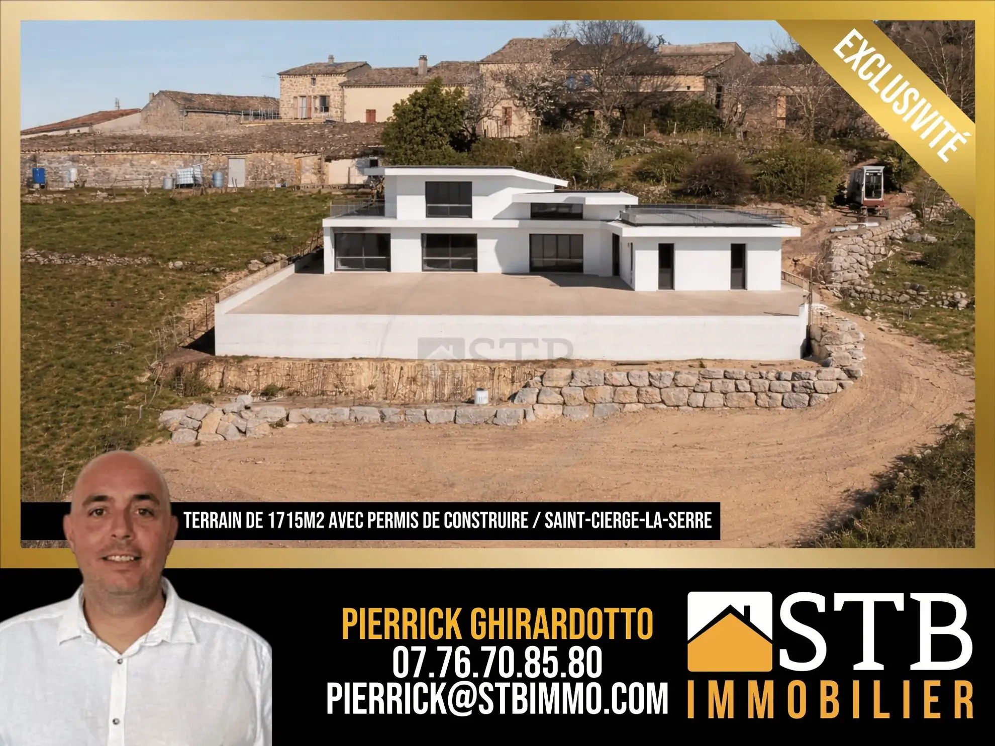 Terrain constructible avec permis et vue panoramique à Saint-Cierge-la-Serre