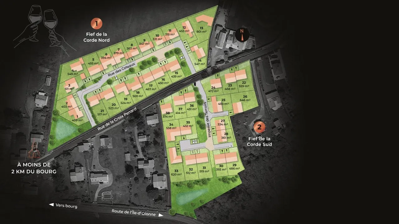 Terrain constructible calme à Vairé et Brem-sur-Mer près de la mer 