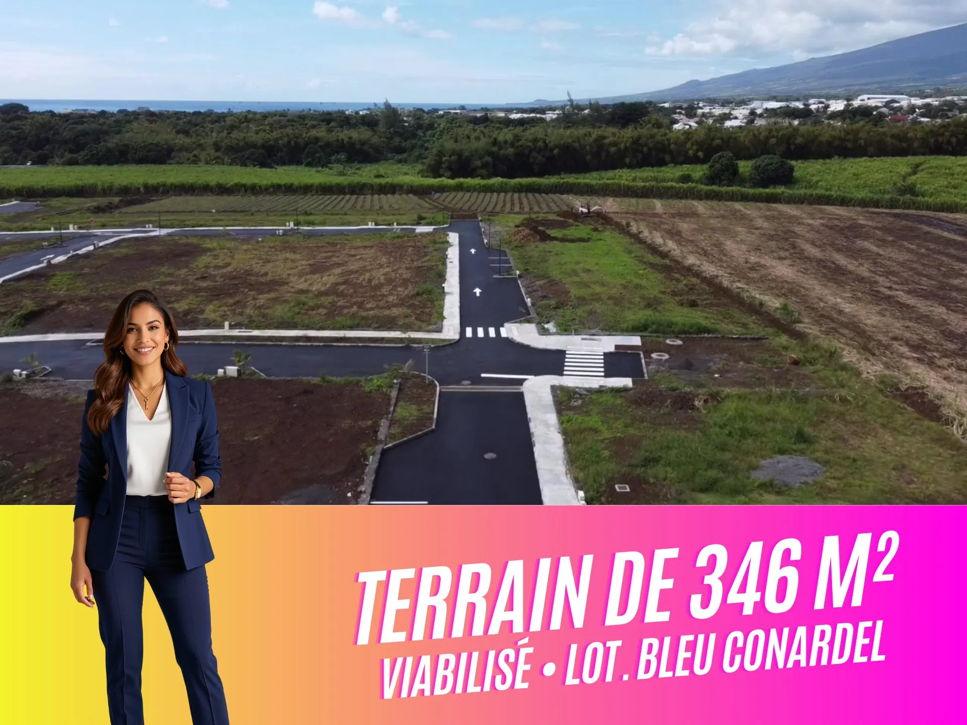 Terrain viabilisé de 346 m² à vendre à Saint-Benoît dans le lotissement Bleu Conardel