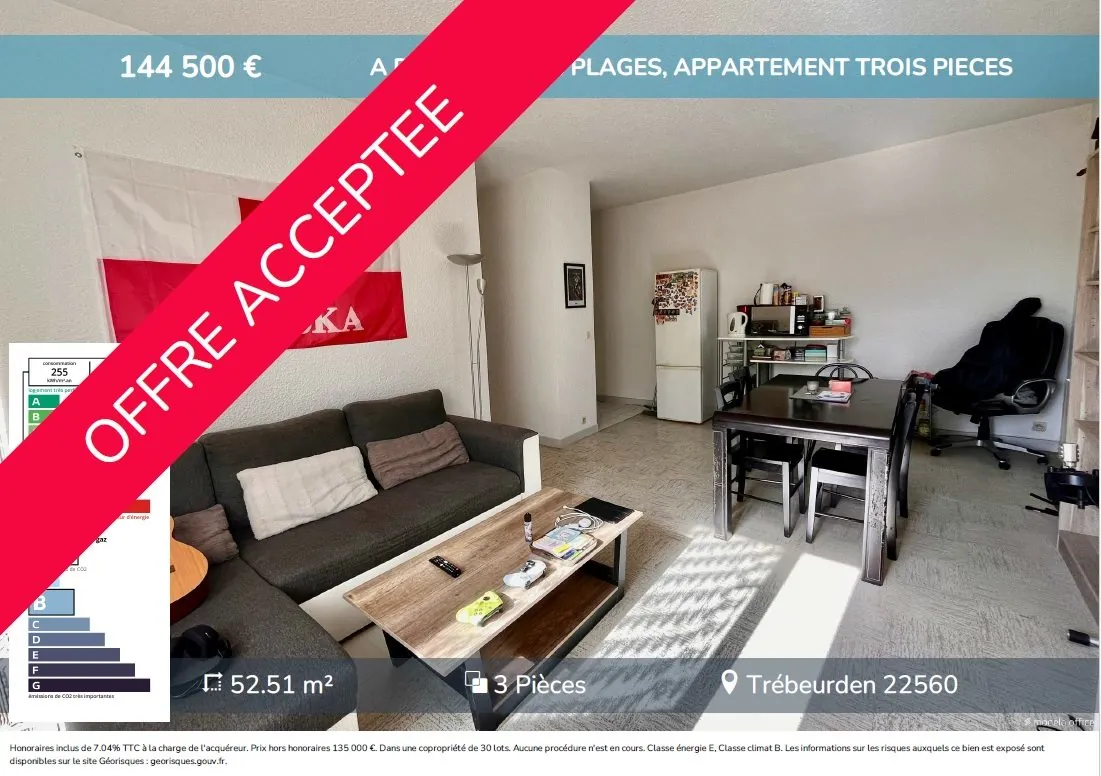 Appartement 3 pièces à Trébeurden proche des plages avec parking et cave