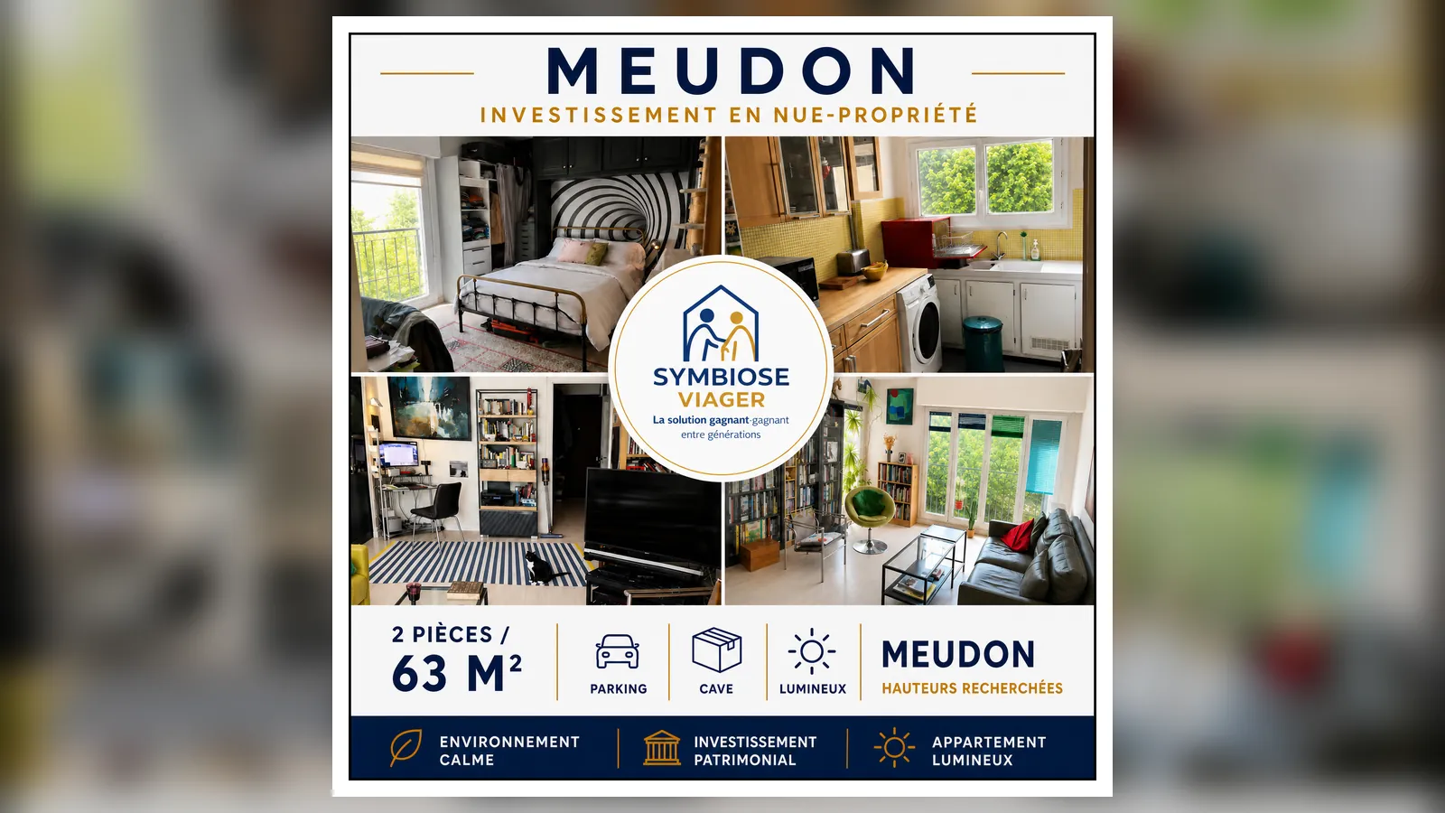 Appartement en nue-propriété à Meudon, 62,57 m² avec potentiel de valorisation