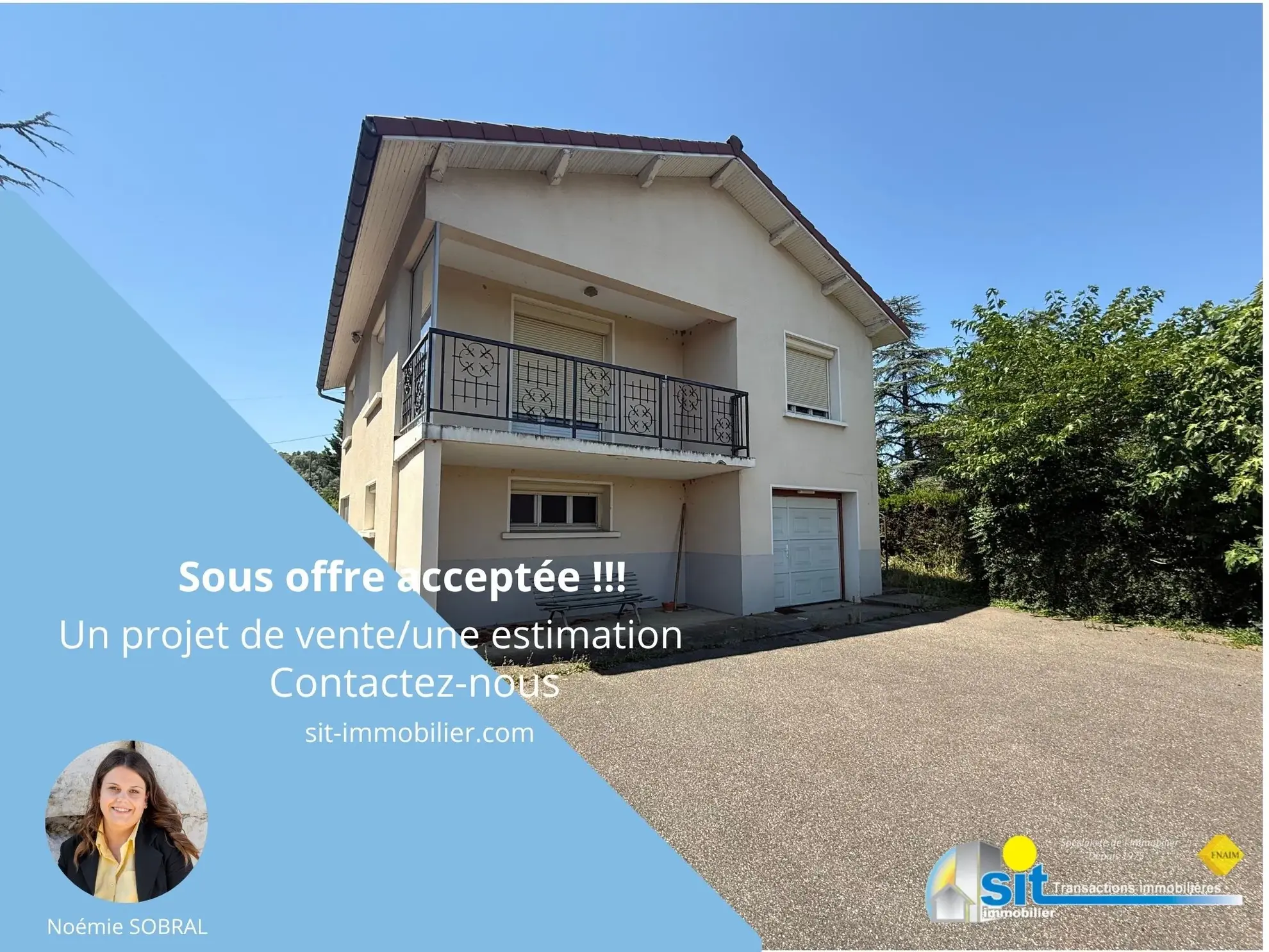 Maison à vendre à Reventin Vaugris, 75 m², terrain de 952 m², proche Vienne, potentiel de rénovation