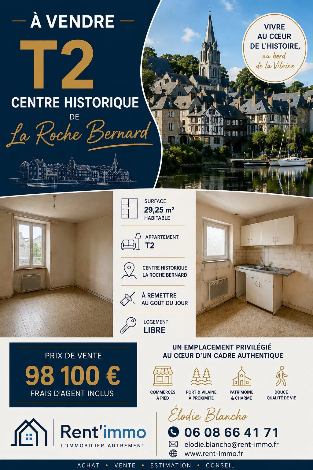 Appartement T2 à vendre à La Roche-Bernard – Investissement locatif rentable