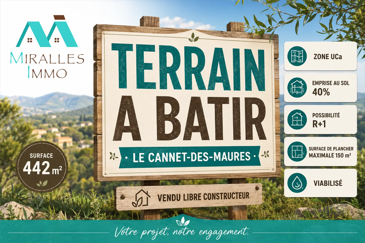 Terrain à bâtir de 442 m² à Le Cannet-des-Maures, proche autoroute