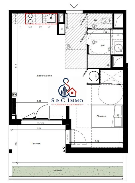 Bel appartement T2 avec terrasse à Vias - 46 m² 