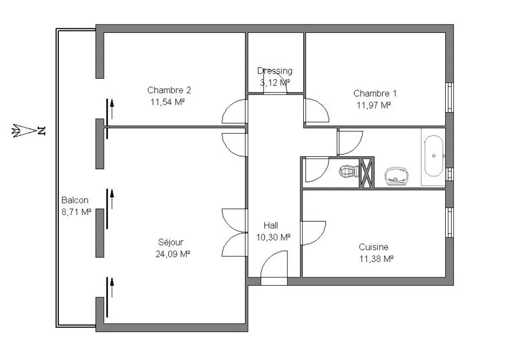 Appartement T4 avec balcon sud à Francheville, 79,75 m², grande cave, rénové, dans copropriété calme 