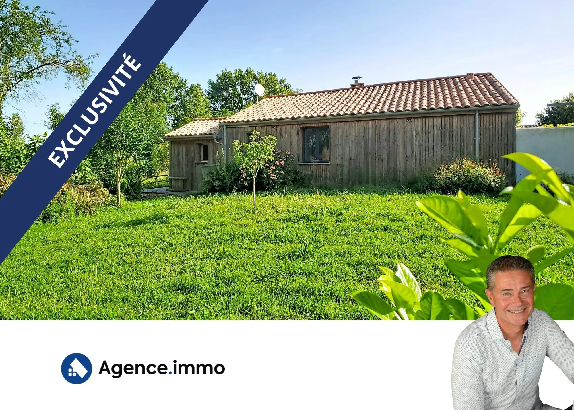 Maison plain-pied en bois à Saint-André-de-Lidon - 84 m², terrain clos et garage