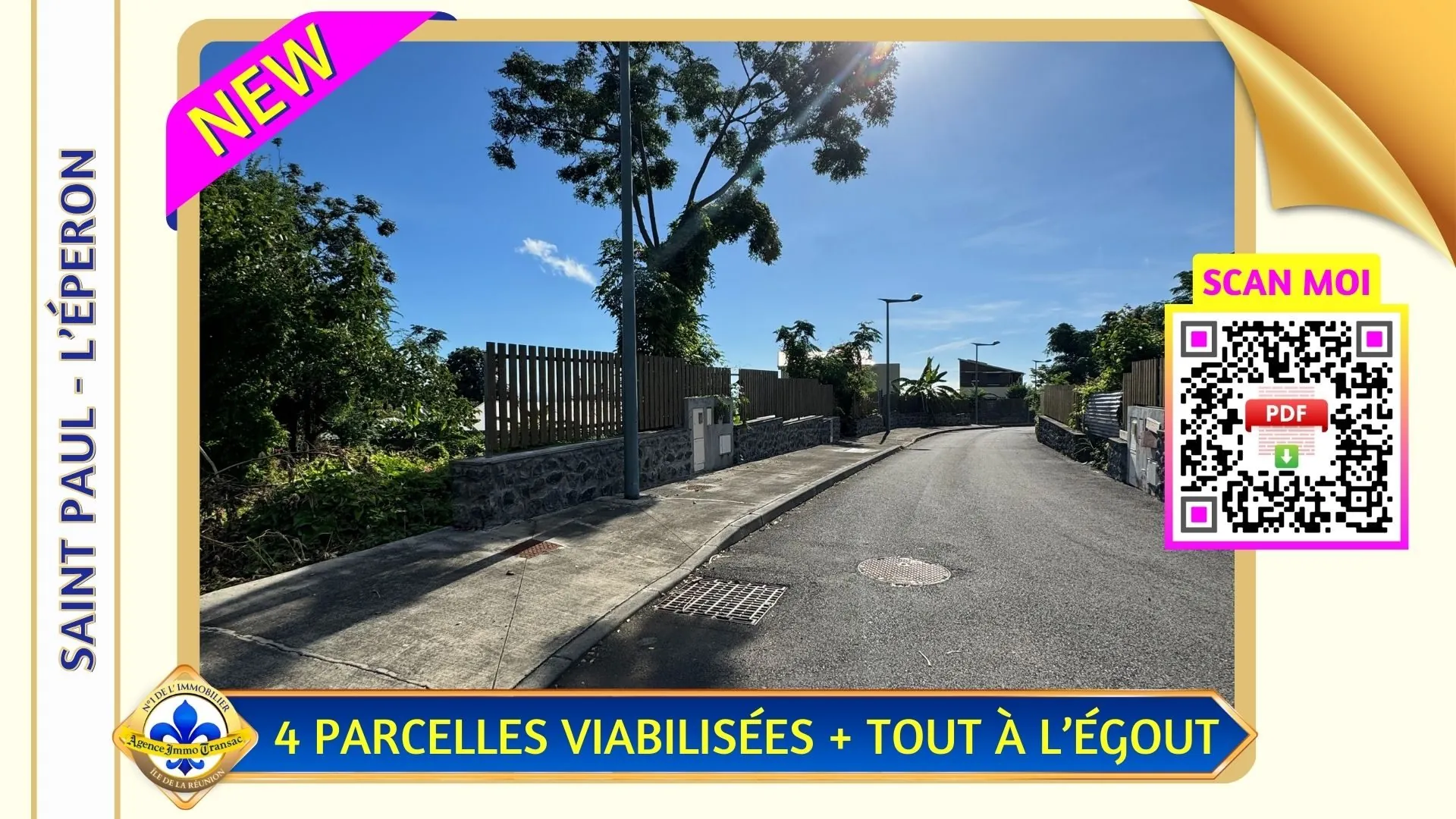 À vendre à Saint-Paul : terrains constructibles avec vue mer dans le secteur de L'Éperon