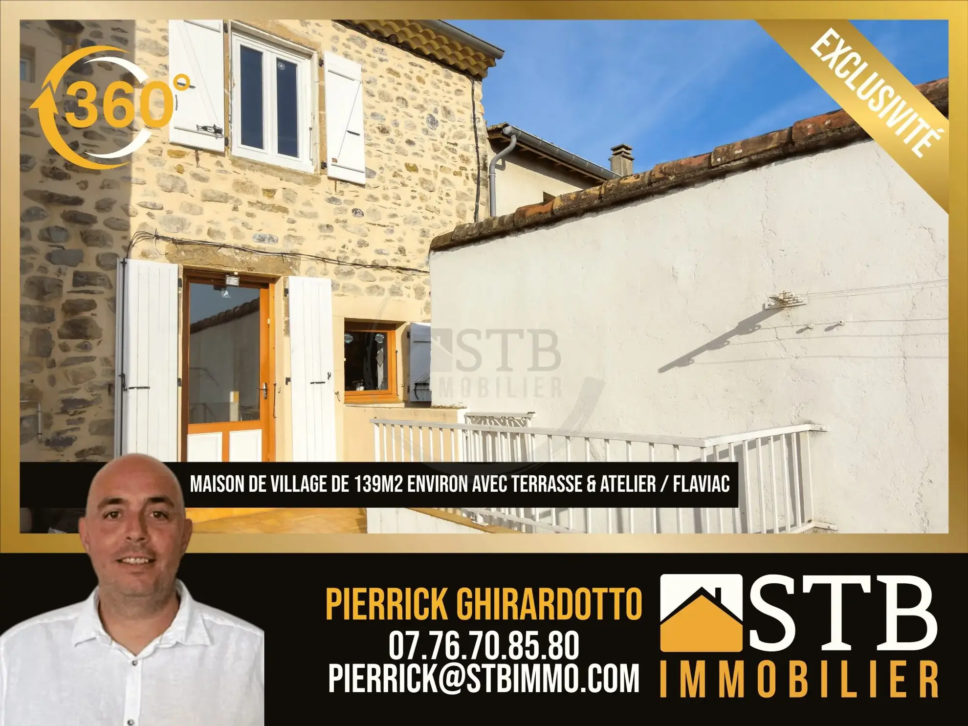 Maison de village à Flaviac avec studio et atelier – Idéal investisseur ou famille