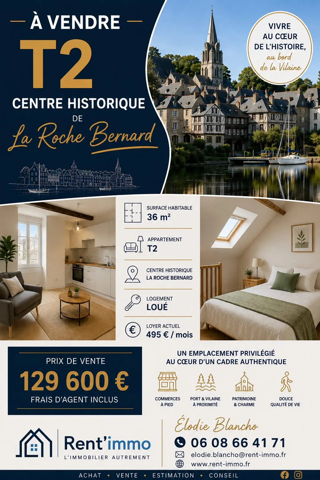 Appartement T2 à vendre à La Roche Bernard - Investissement locatif clé en main