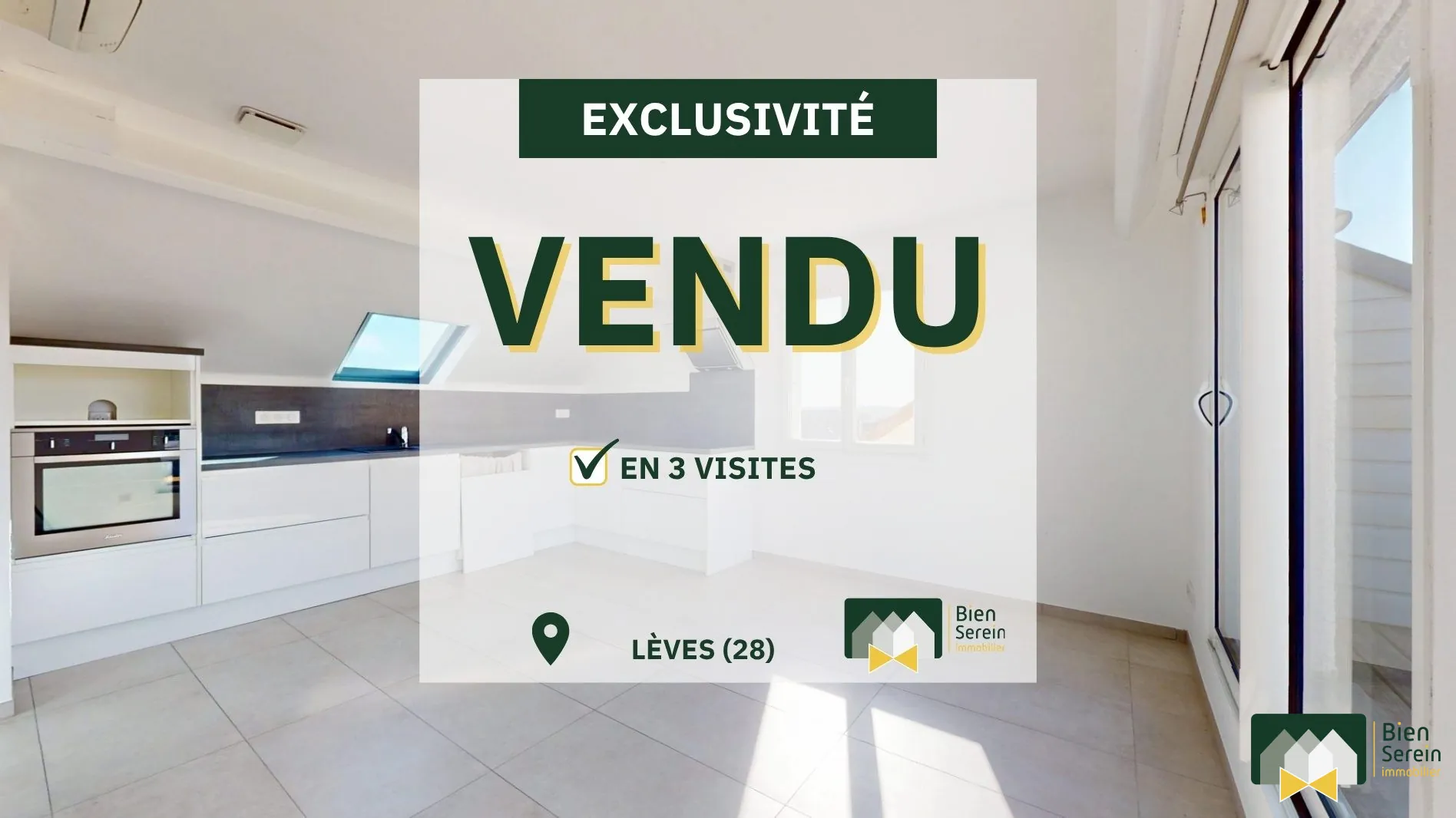 Appartement T2 à Lèves avec terrasse et garage – Exposition sud-est