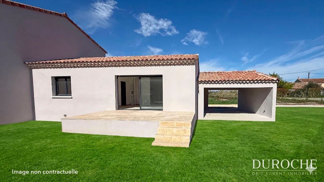 Maison neuve de plain-pied RE 2020 à Camaret-sur-Aigues avec 2 chambres et terrasse ensoleillée