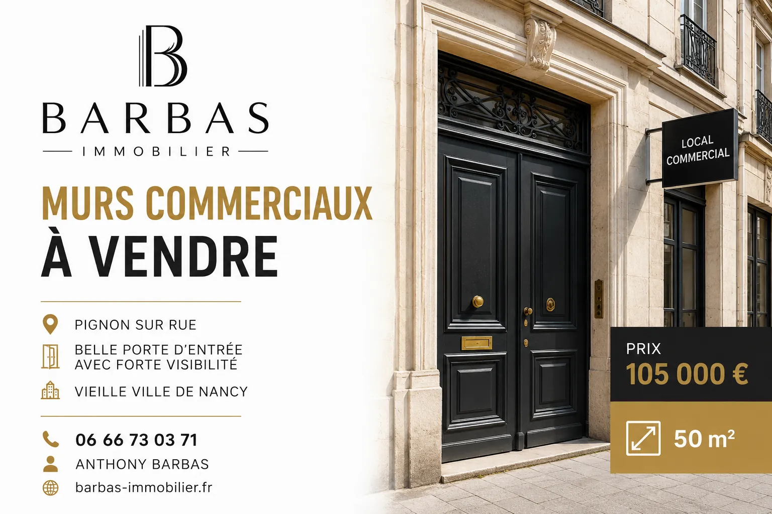 Murs commerciaux à vendre de 50 m² avec vitrine au cœur de Nancy, Vieille Ville