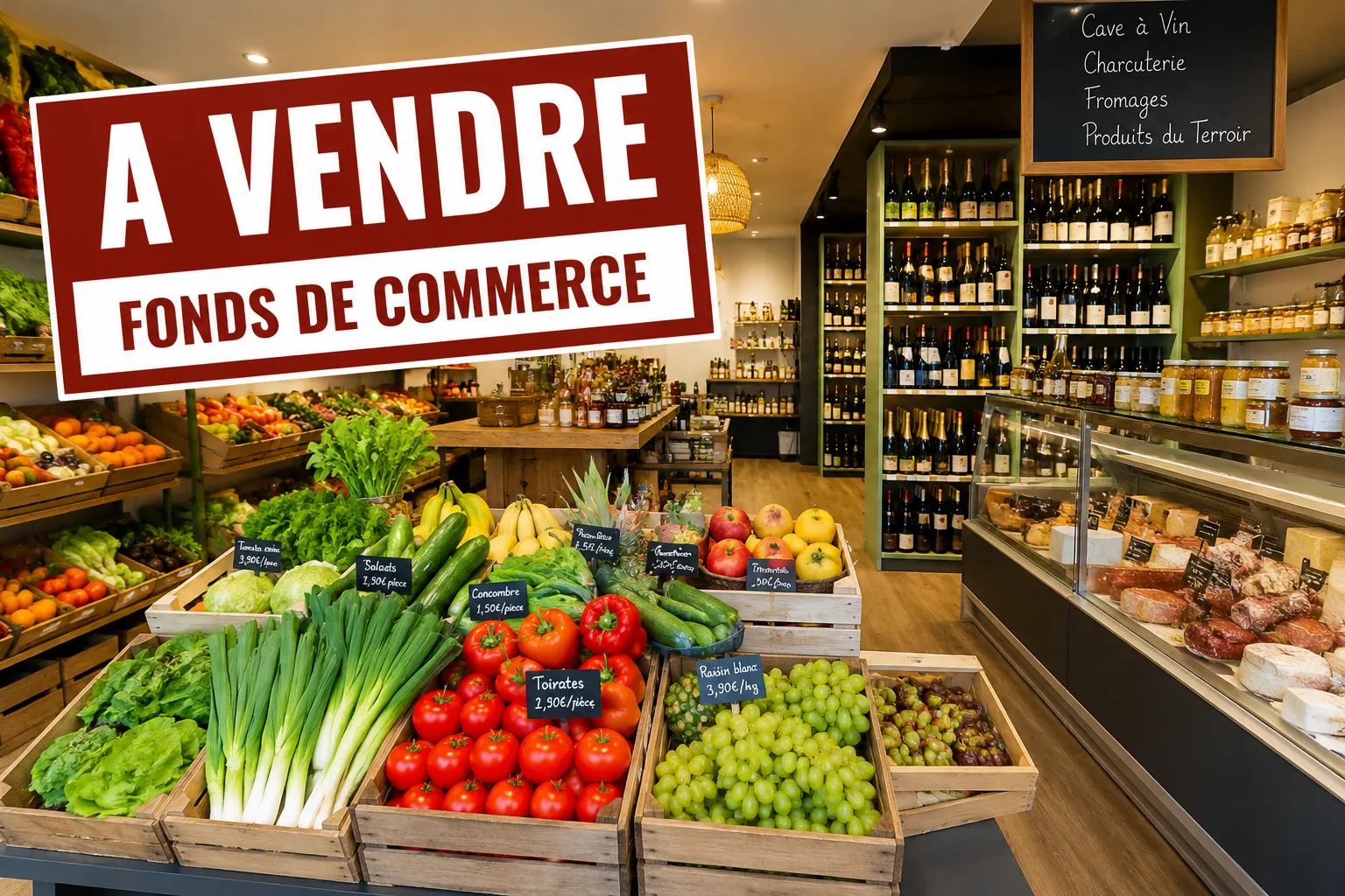 Fonds de commerce à Le Barcarès : fruits, vins, charcuterie et fromages