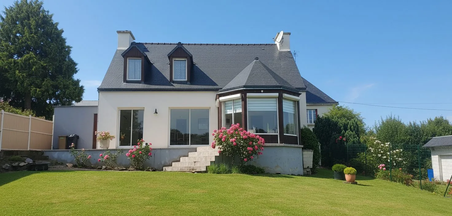 Maison de 4 chambres à Callac, centre-ville, jardin clos, chauffage au sol