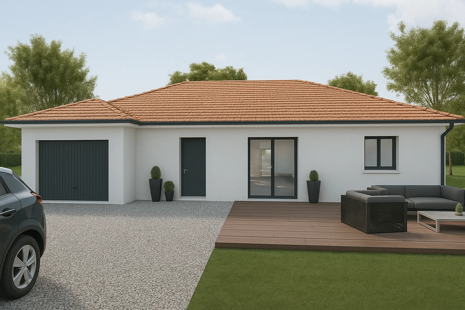 Construction maison individuelle à Lhuis - 90m², 3 chambres, haute performance énergétique
