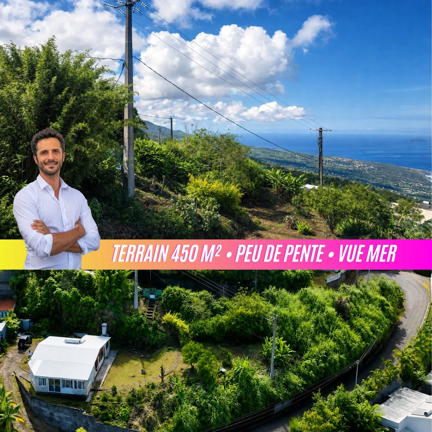 Terrain constructible de 450 m² avec vue mer à Saint-Leu - Opportunité rare
