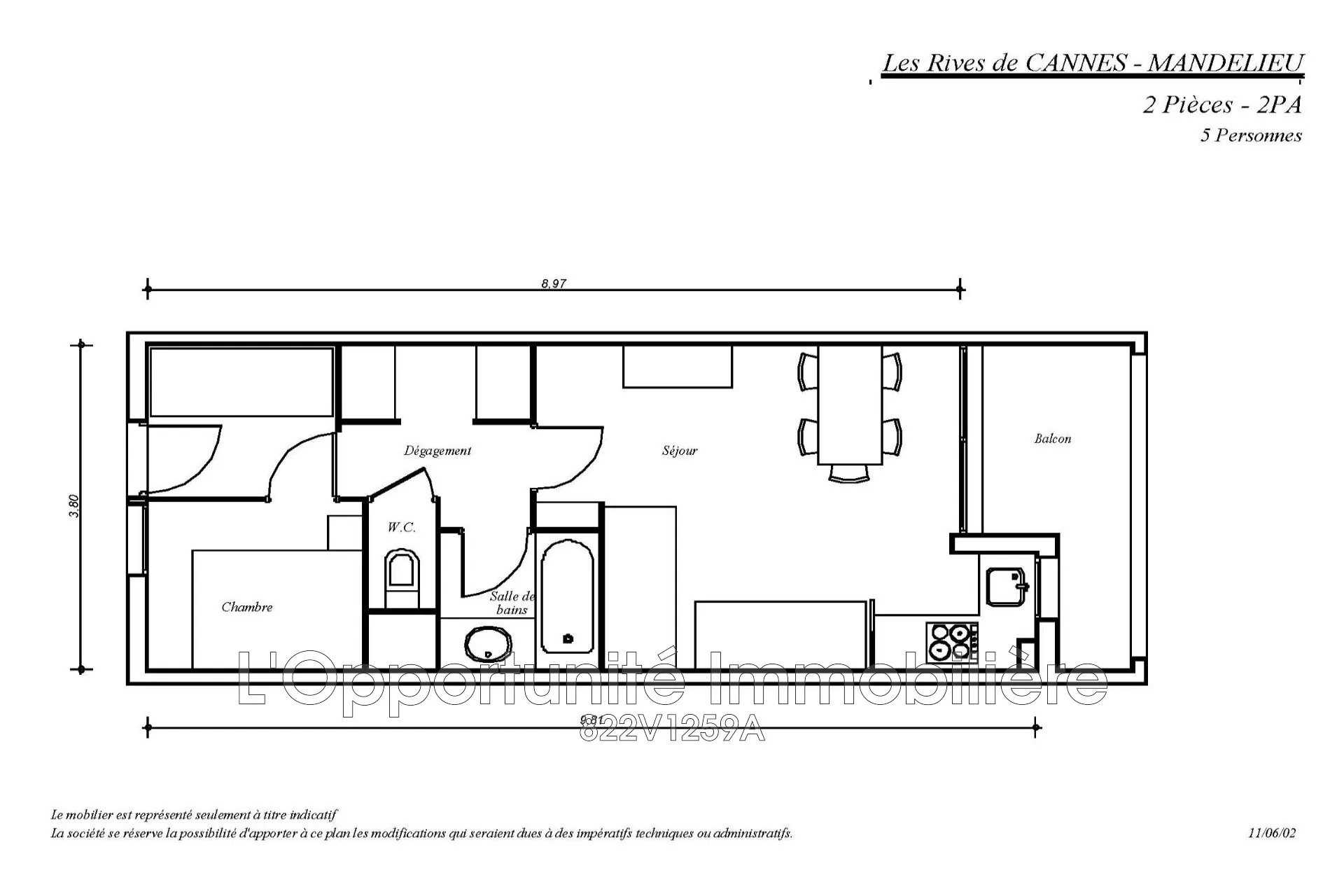 Appartement 2 pièces à Mandelieu avec terrasse, location garantie et parking 