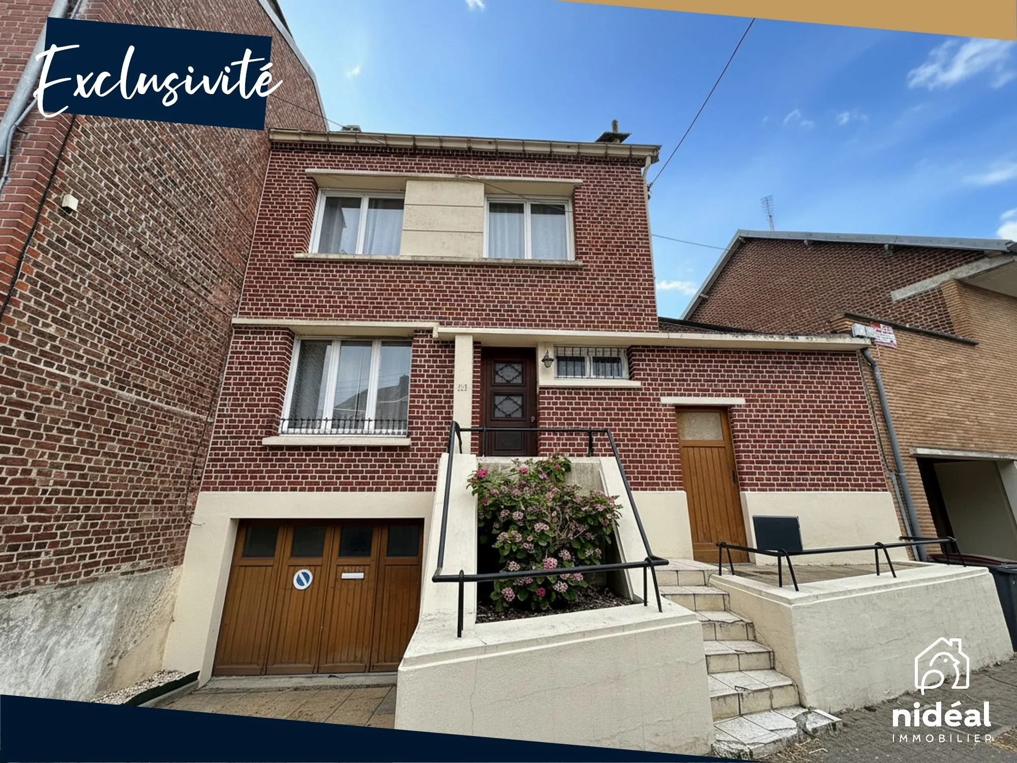 Maison mitoyenne de 75m² avec jardin et garage au Cateau Cambresis