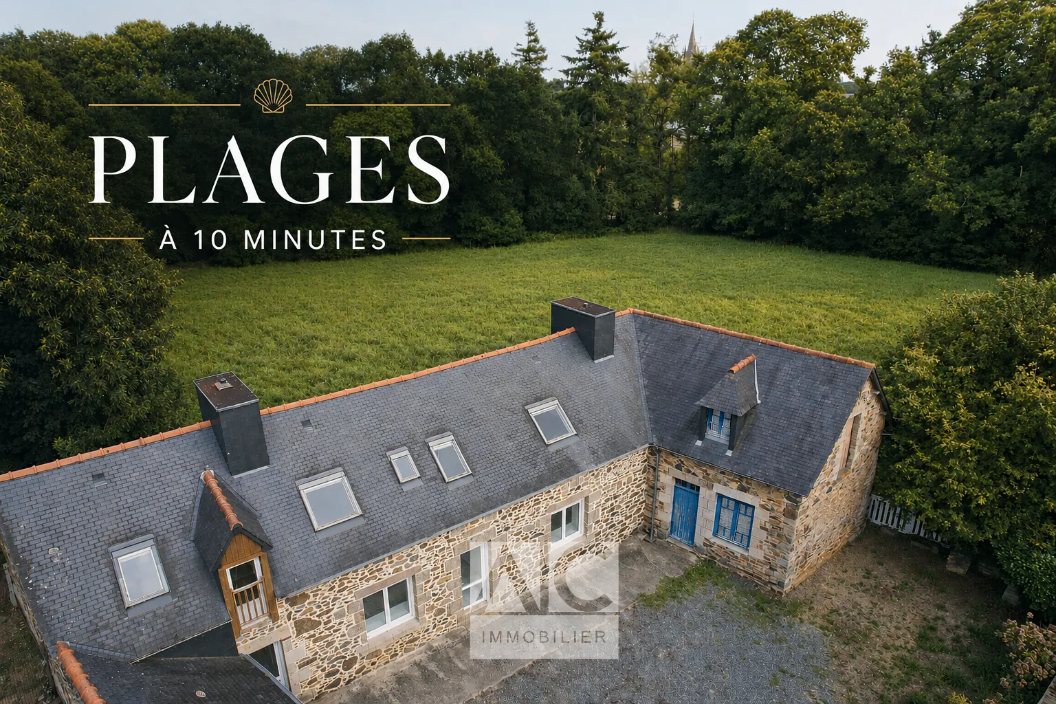Longère en Pierre de 100m2 avec Terrain de 5000 m2 à Pleguien, Bretagne