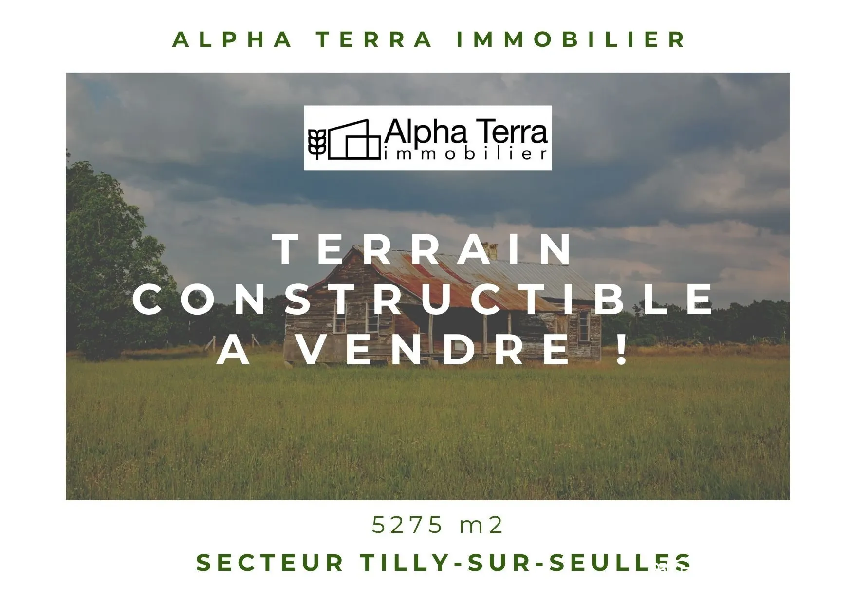 Terrain à bâtir de 5275 m² entre Tilly-sur-Seulles et Bayeux avec potentiel de division