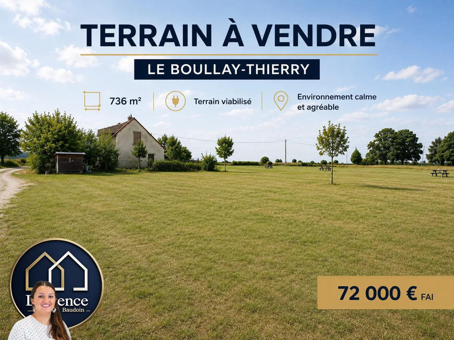 Terrain à bâtir de 736 m² au Boullay-Thierry, viabilisé et calme