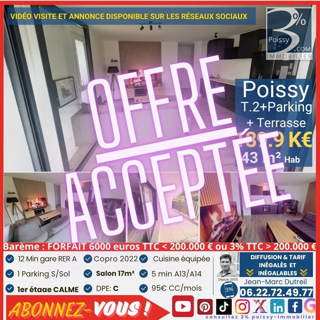 Appartement T.2 avec Terrasse et Parking à Poissy - Neuf 2022