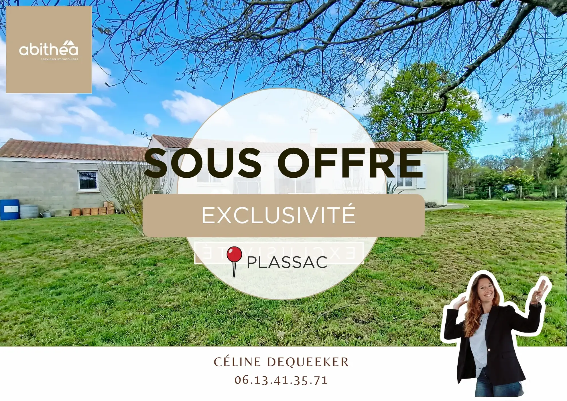 Maison contemporaine de plain-pied à Plassac, 116 m², 3 chambres, garage, terrain clos