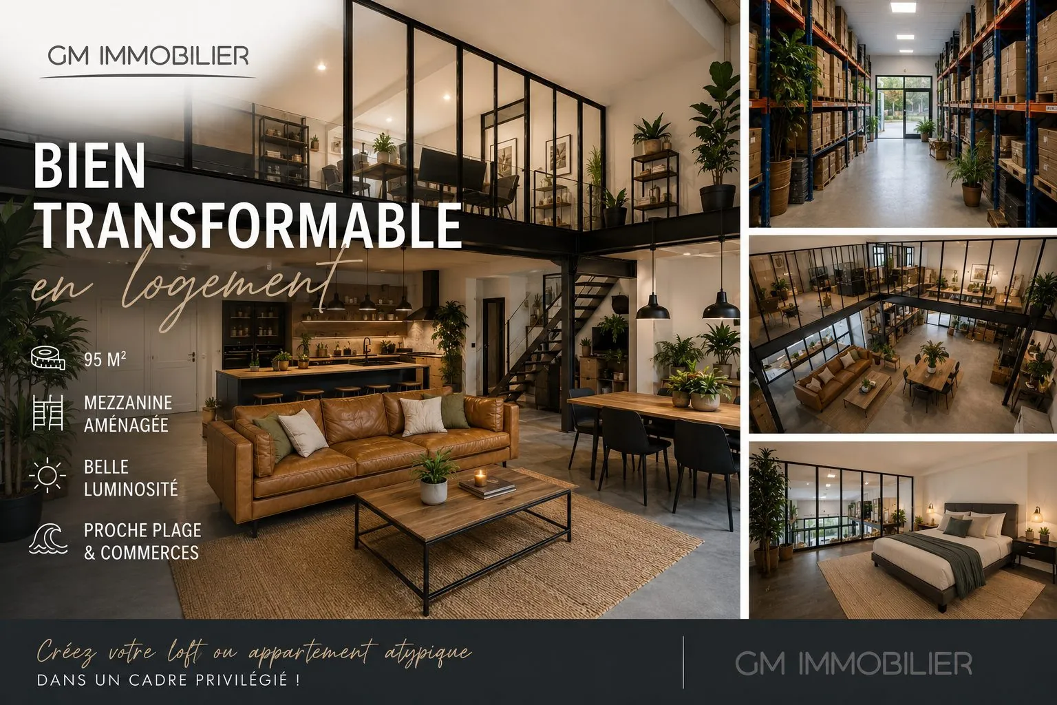 Plateau brut à Moliets-et-Maa à aménager en loft ou espace professionnel