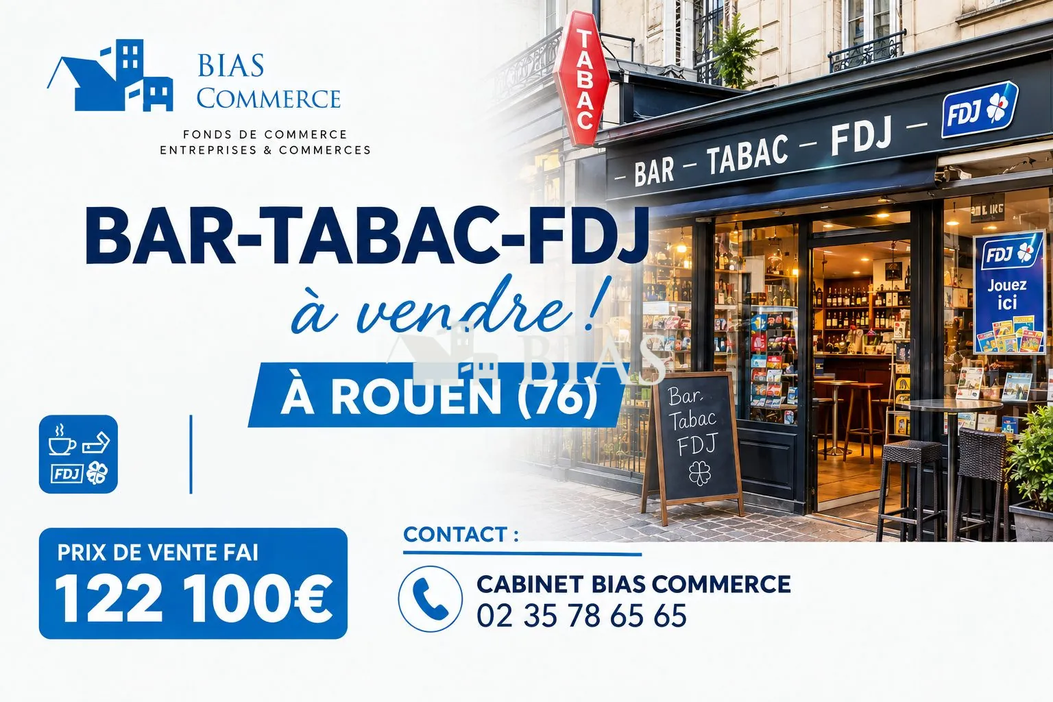 Bar-Tabac-FDJ à vendre à Rouen – Opportunité idéale pour débutants