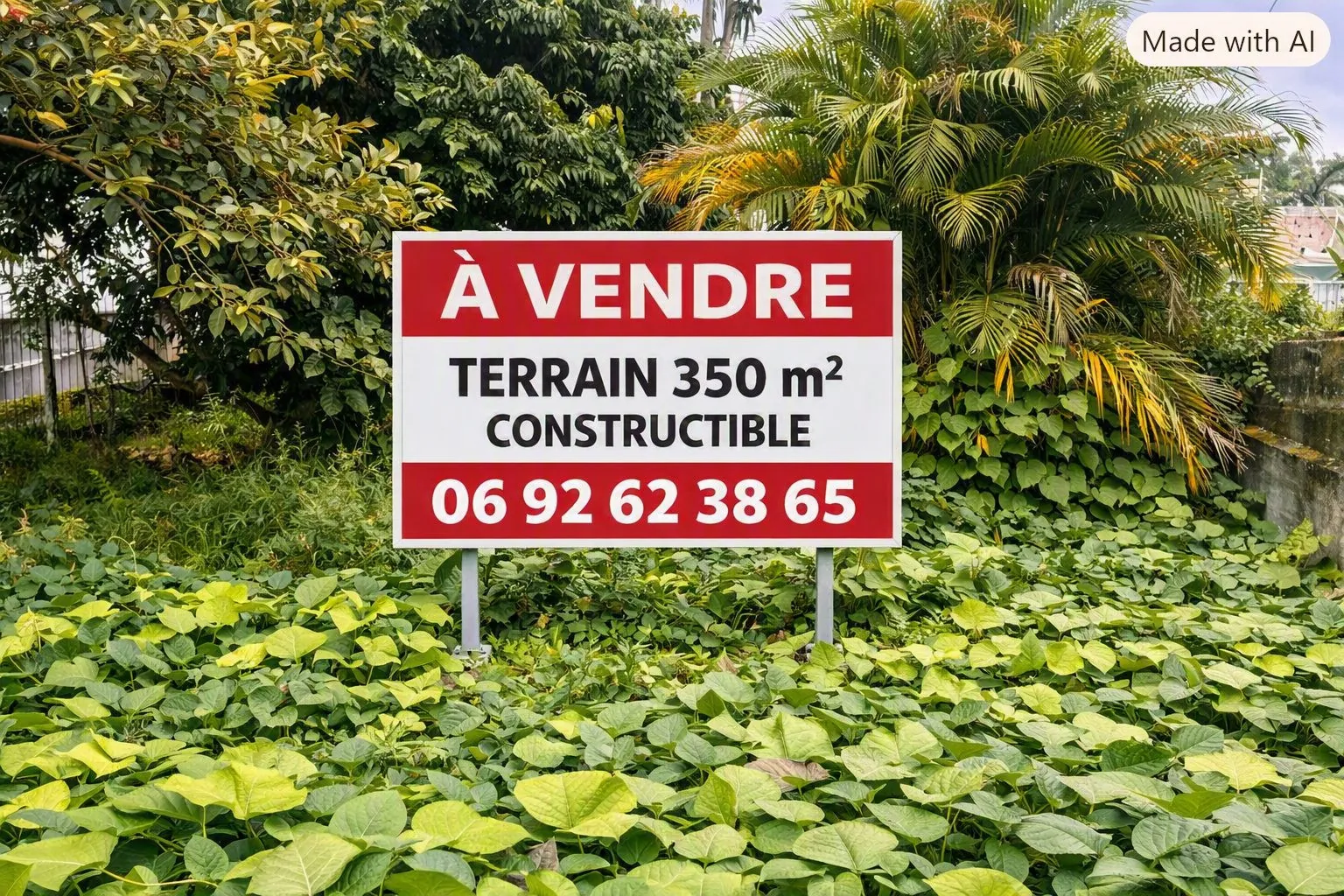 Terrain constructible à vendre au Tampon avec permis pour 4 logements
