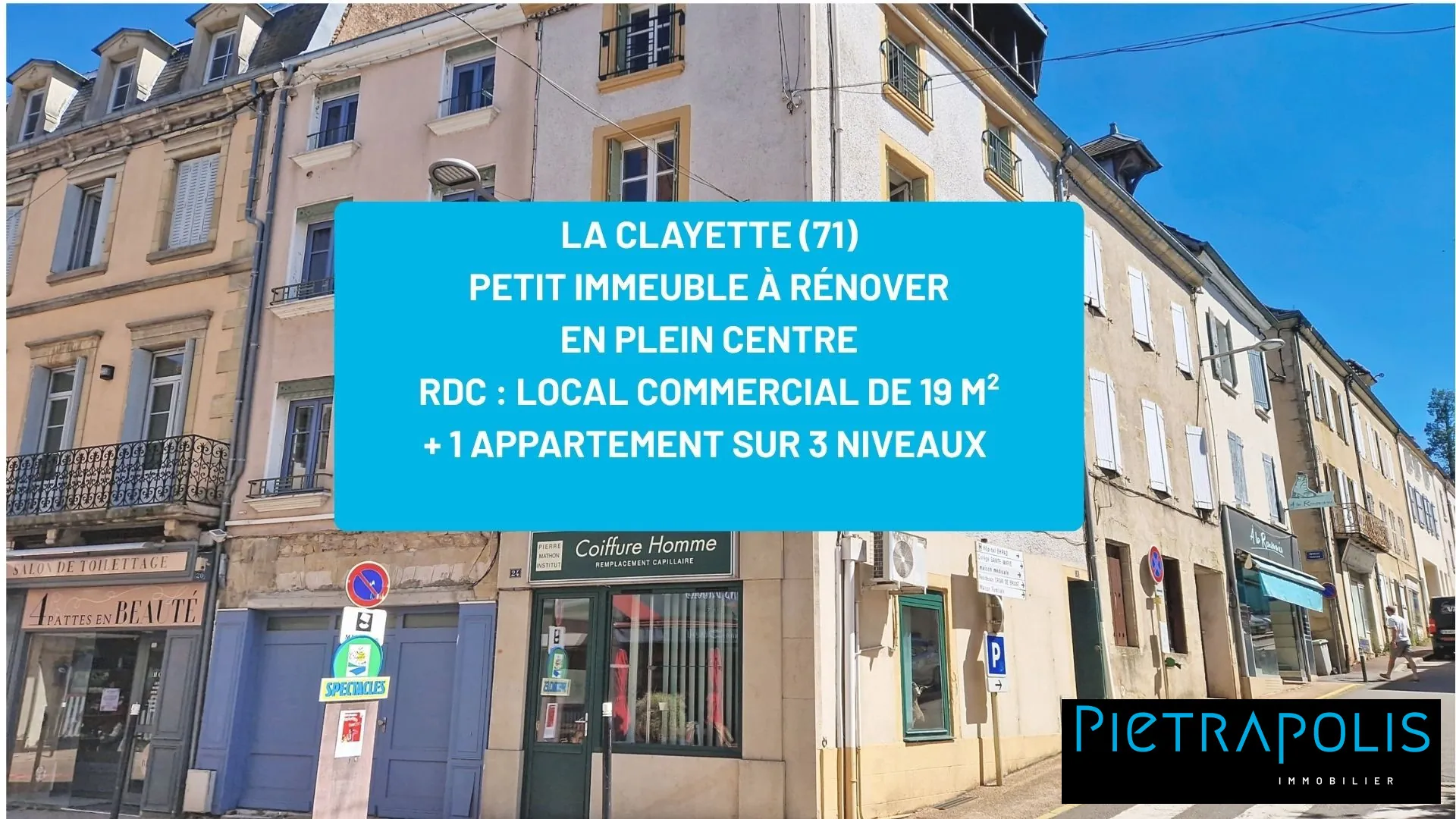 Immeuble à rénover en centre-ville de La Clayette - Local commercial et appartement