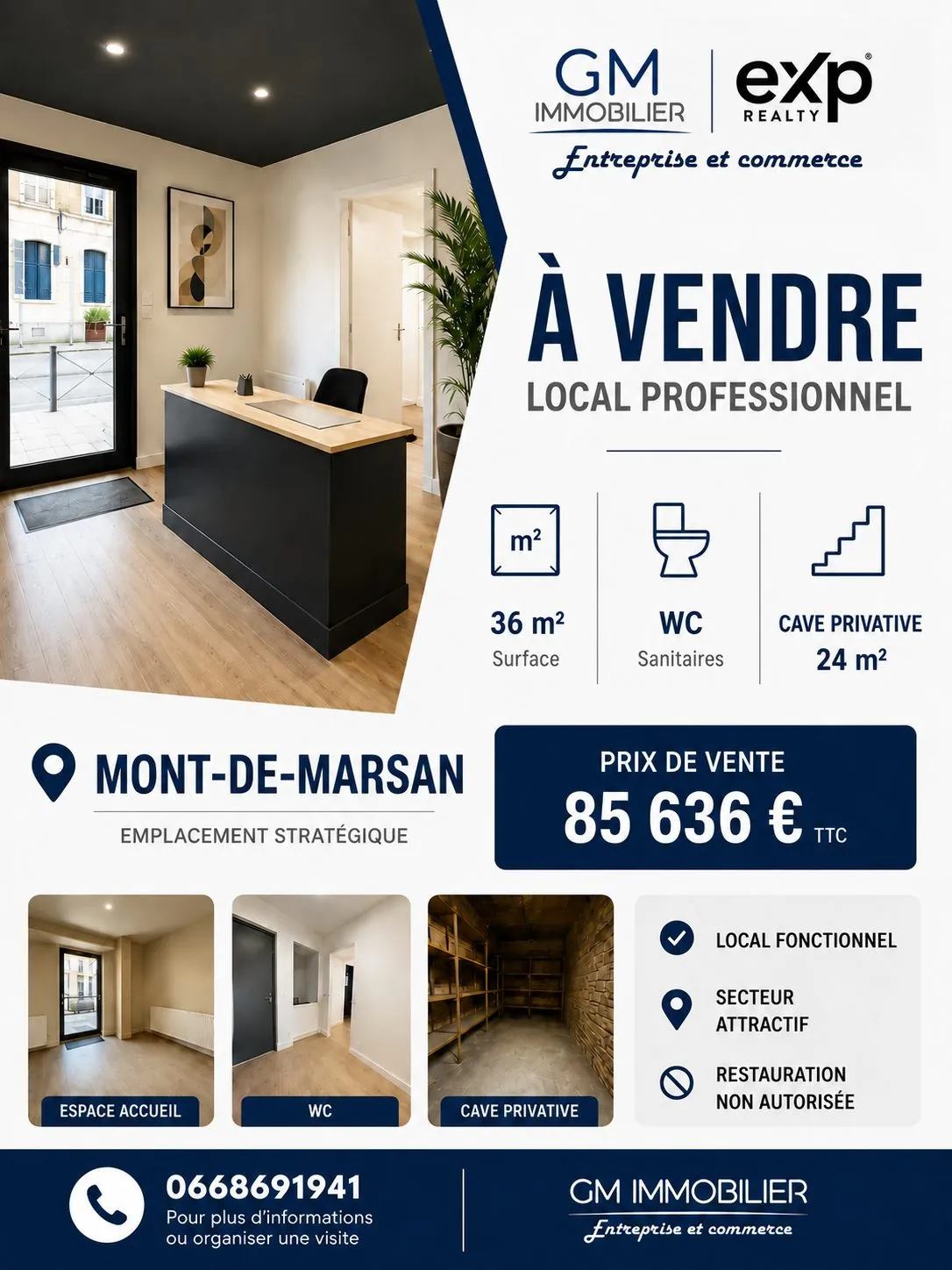 Vente local professionnel de 36 m² à Mont-de-Marsan