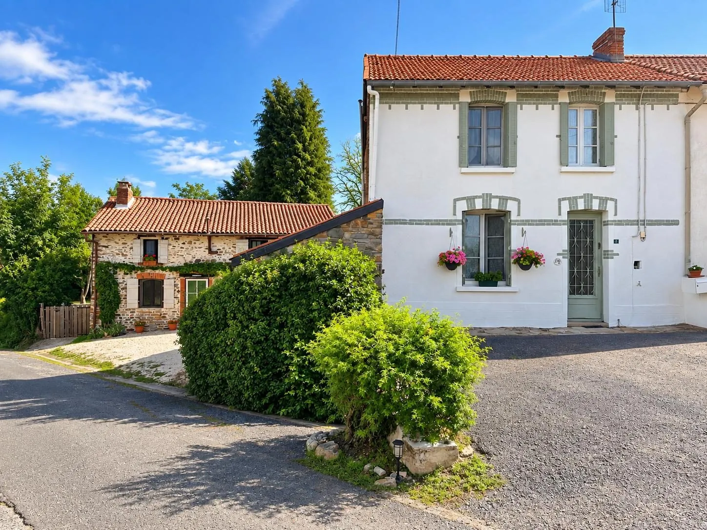 Ensemble immobilier de deux maisons en pierre avec terrain à Bussière-Poitevine