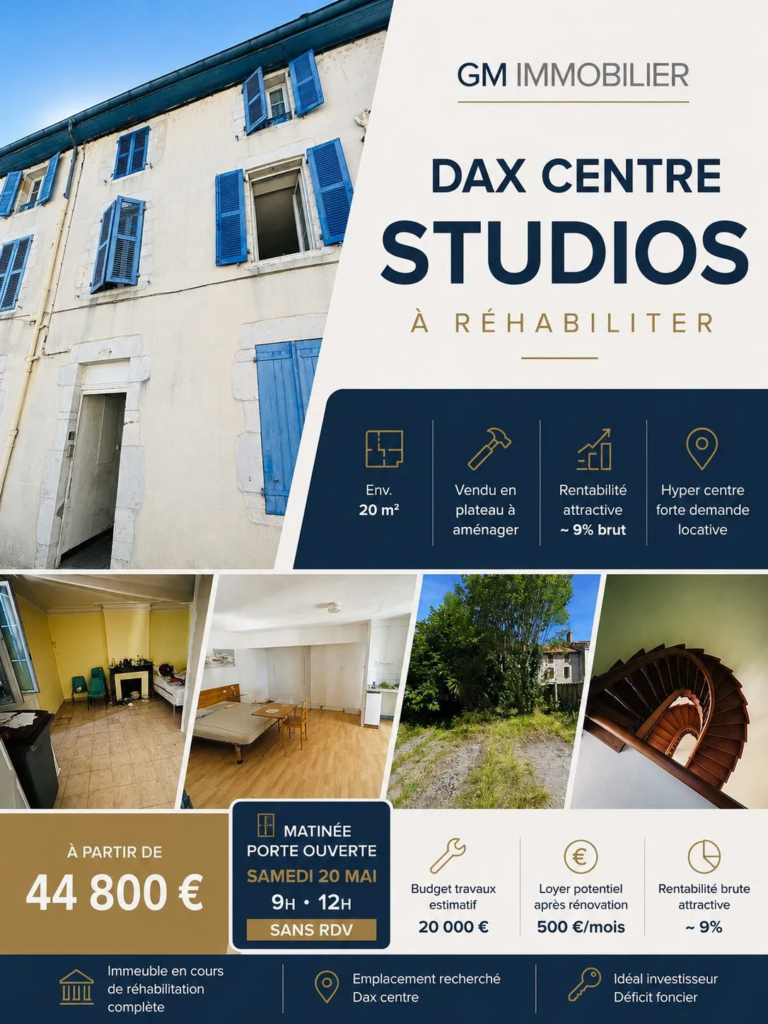 Studio à vendre à Dax – Opportunité d'investissement locatif rénovation