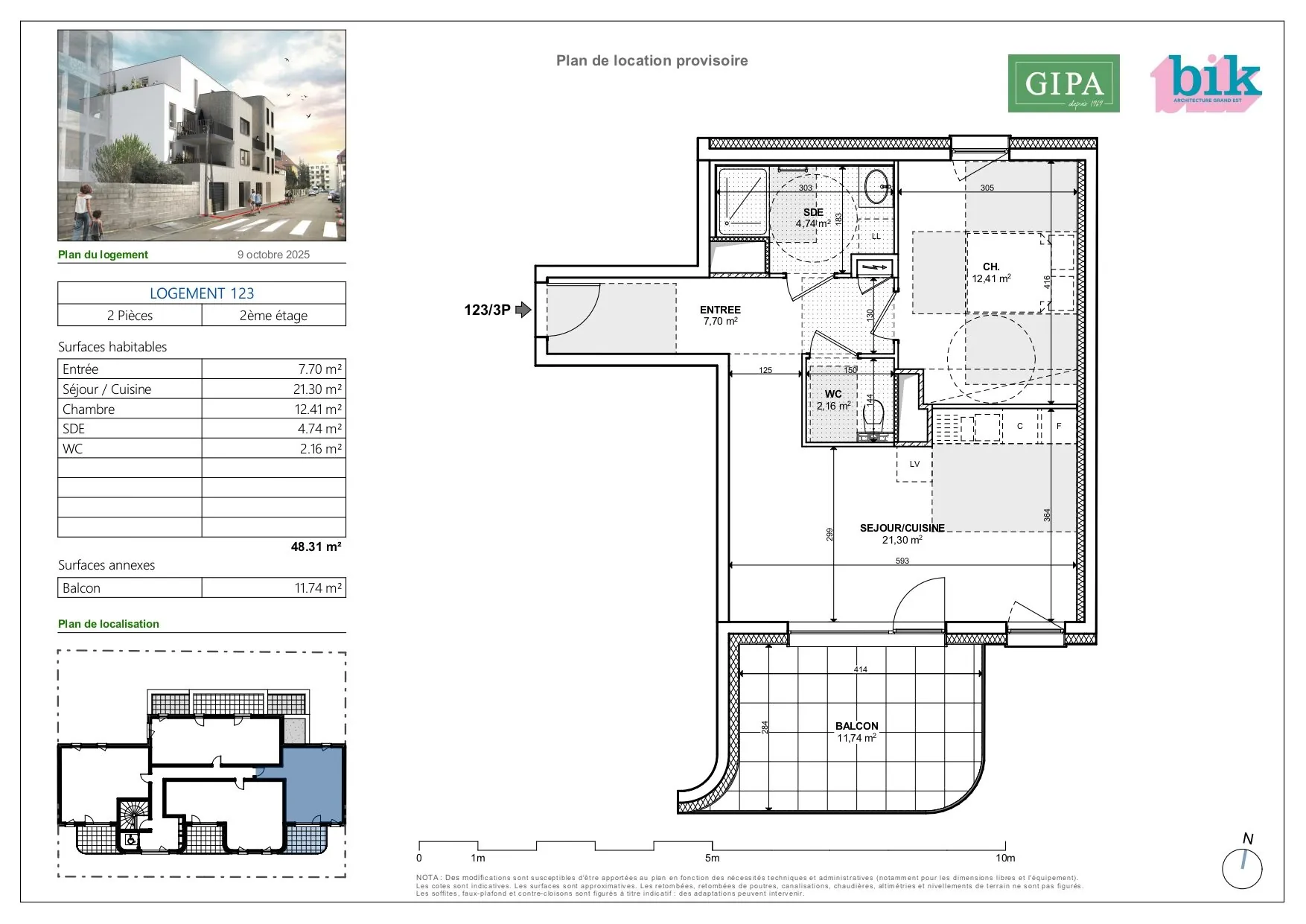 Appartement neuf 2 pièces avec balcon à Schiltigheim - Le Clémenceau, livraison 2027
