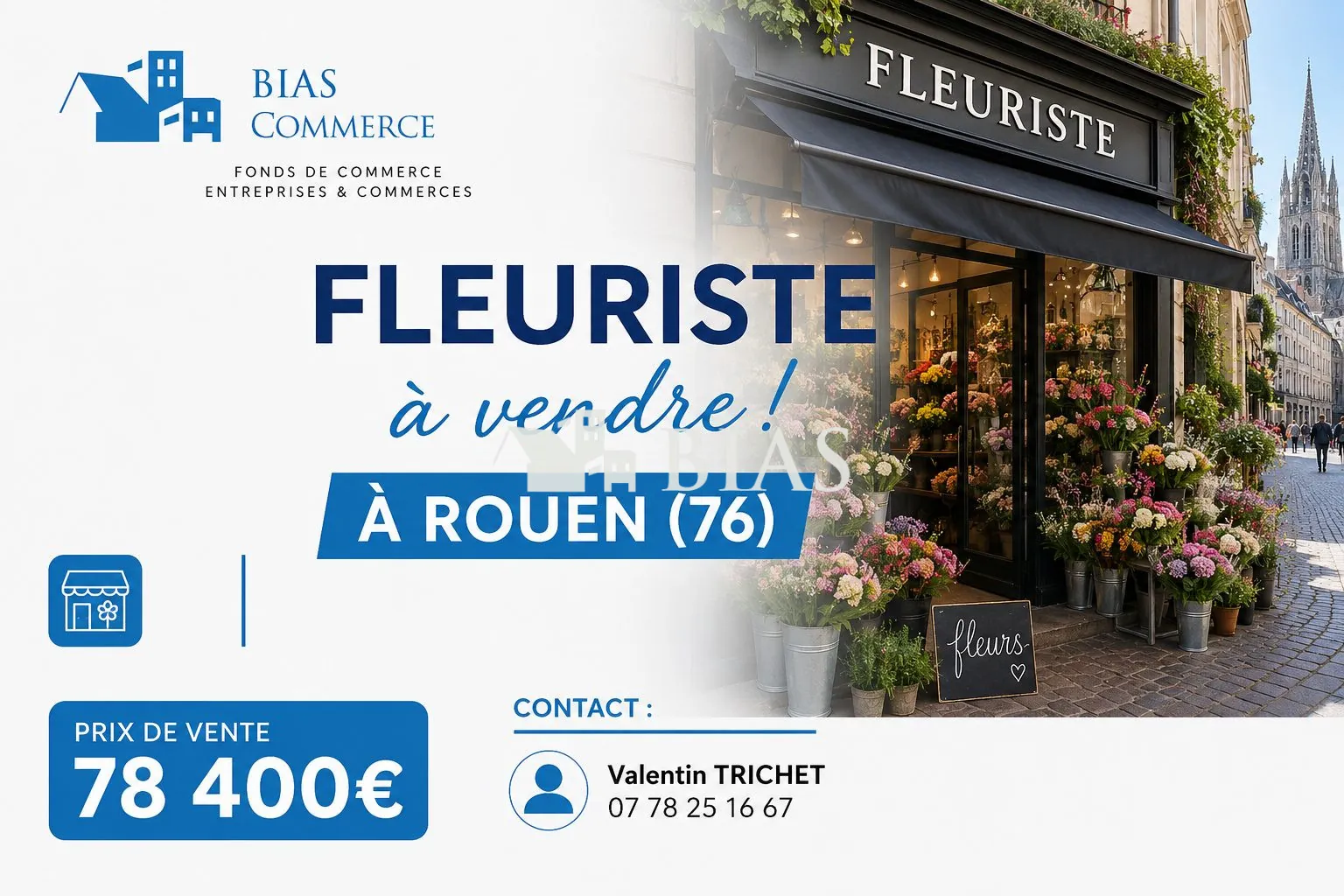 Fonds de commerce Fleuriste à Rouen - Emplacement stratégique, clientèle fidèle, à vendre