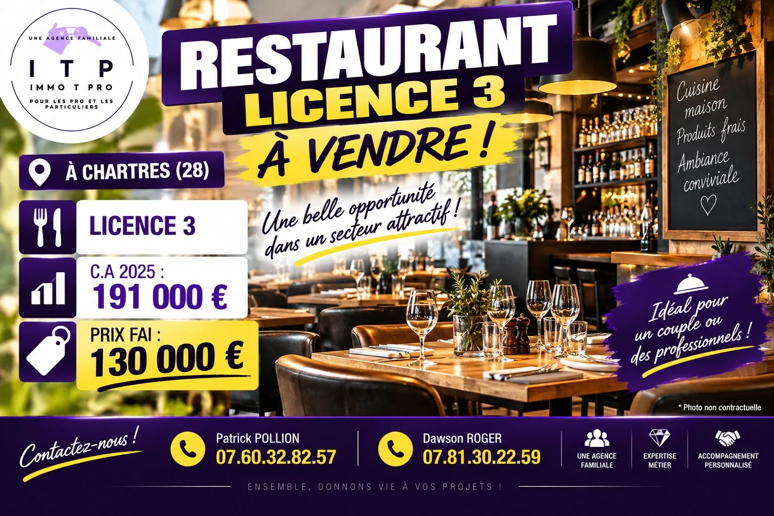 Restaurant Licence 3 à vendre en centre-ville de Chartres – Belle affaire à saisir