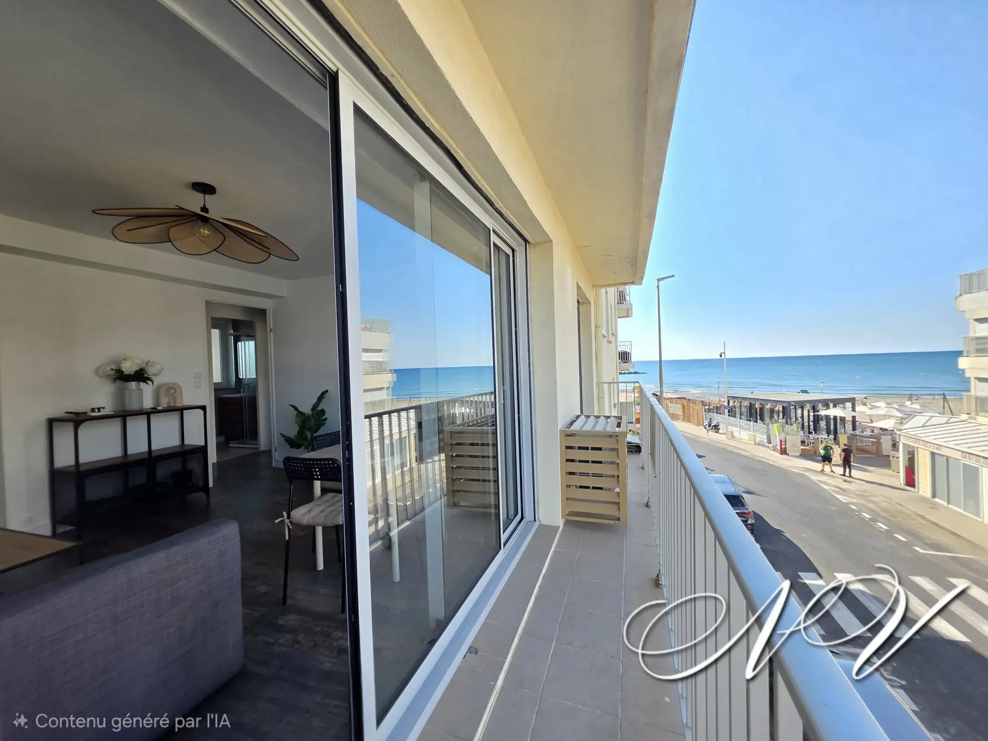 Appartement T2 cabine entièrement rénové avec vue latérale sur la mer à Palavas-les-Flots