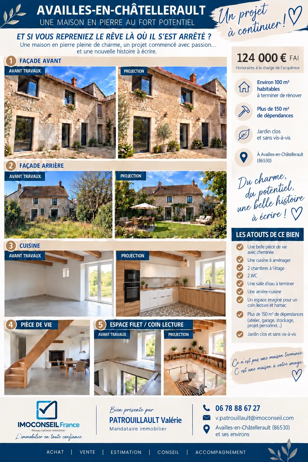 Maison en pierre à rénover avec dépendances à Availles-en-Châtellerault