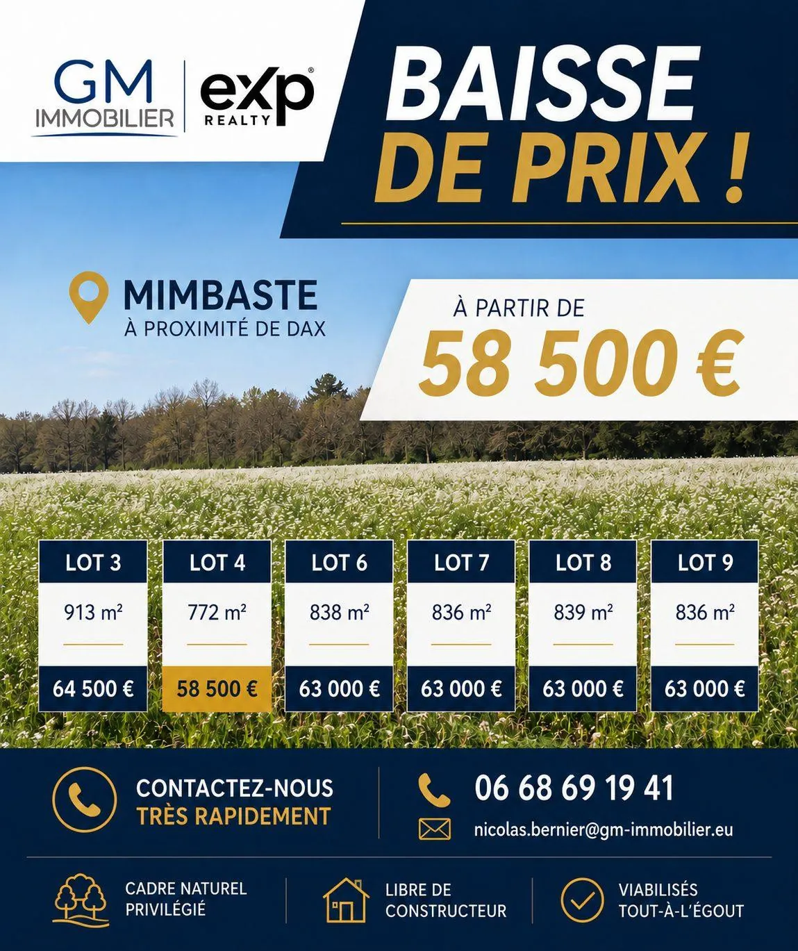 Terrains à bâtir à Mimbaste proche Dax - Opportunités à saisir