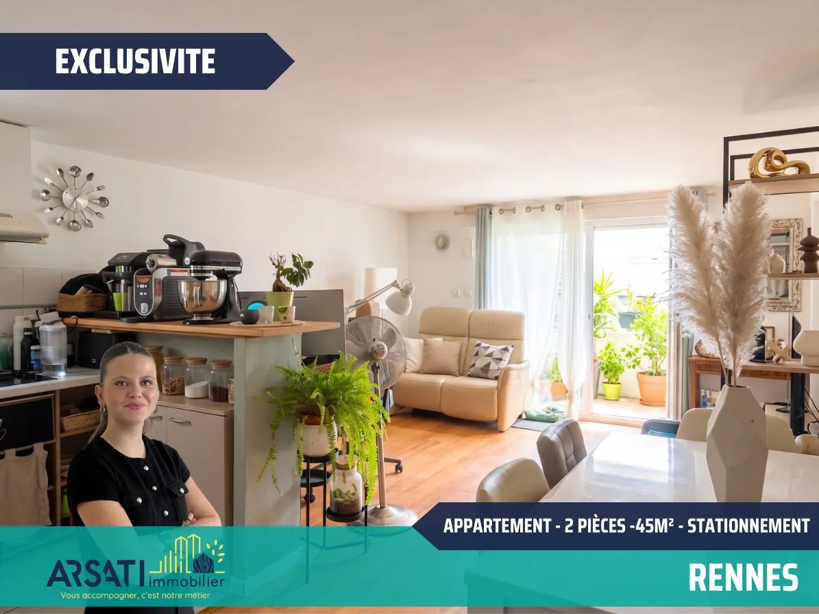 Appartement T2 meublé de 45 m² à Rennes avec parking en centre-ville