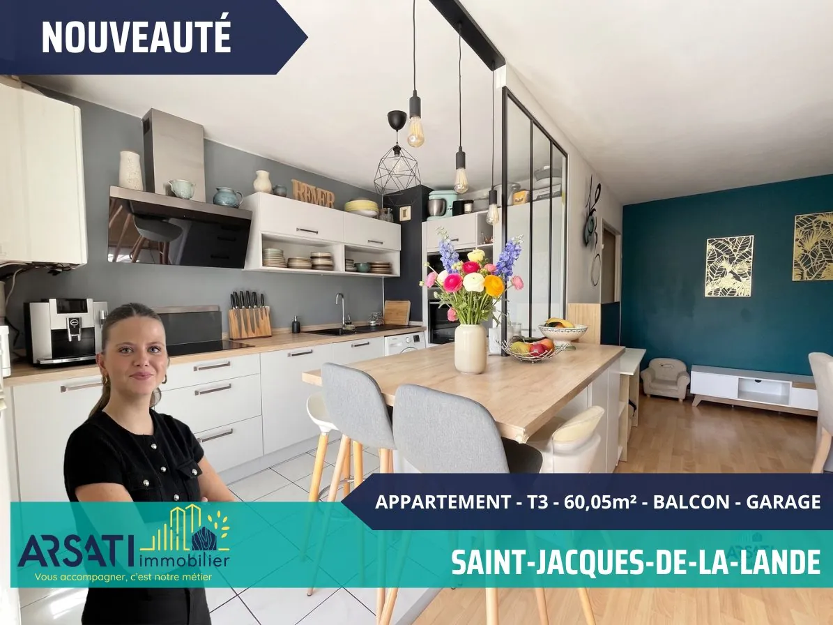 Appartement T3 avec balcon et garage à Saint-Jacques-de-la-Lande près de Rennes