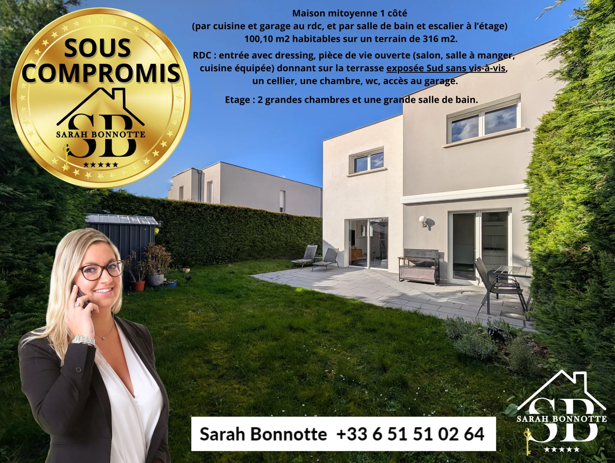 Maison contemporaine 2017 avec terrasse, jardin sud, panneaux solaires et confort moderne