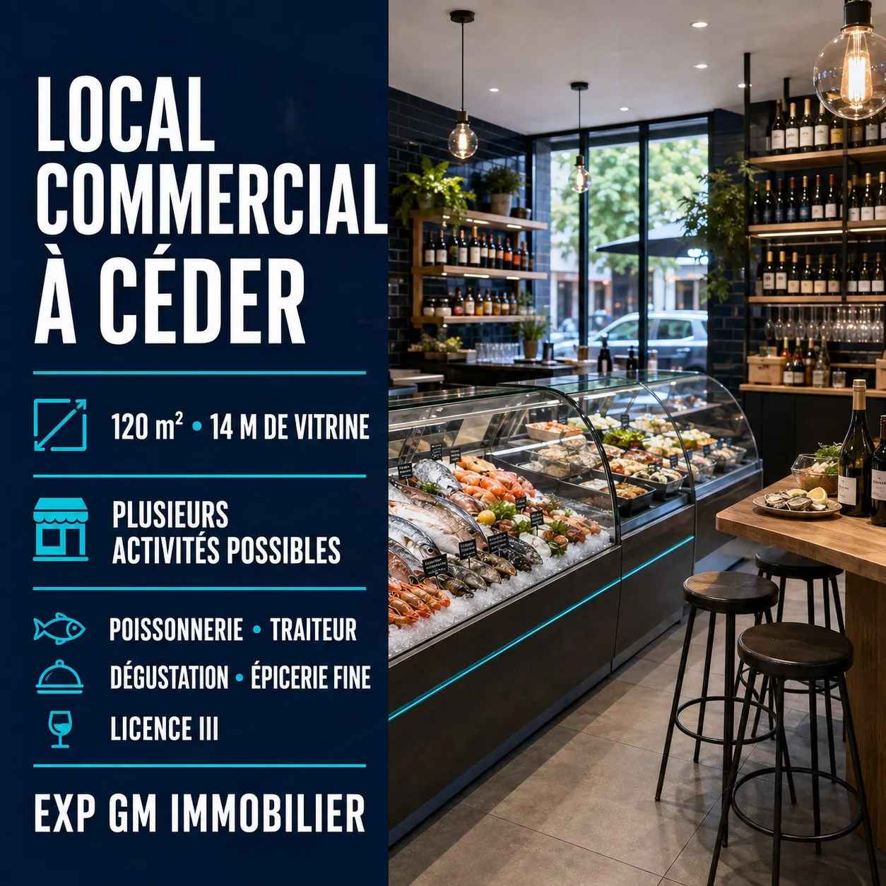 Local commercial de 120 m² entièrement équipé pour poissonnerie à Capbreton