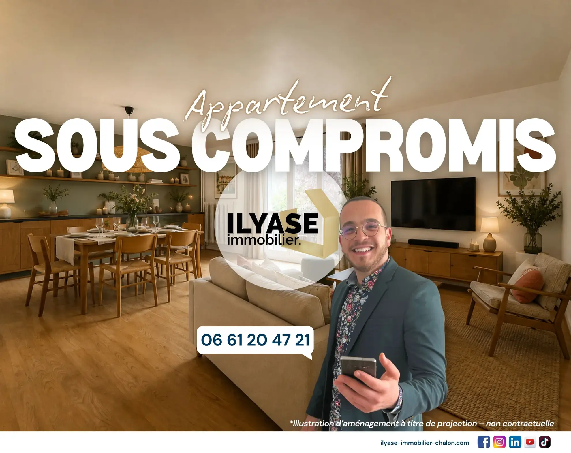 Appartement T3 de 77 m² à Chalon-sur-Saône proche centre-ville, avec balcon et cave