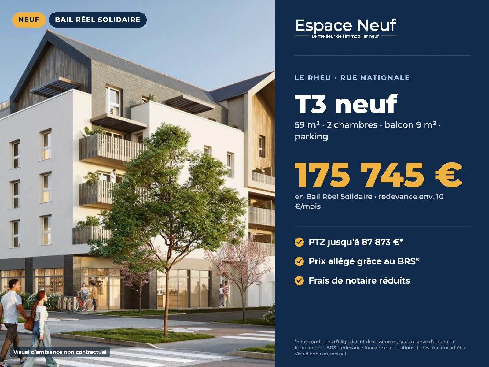 Appartement T3 neuf au Rheu - Offre BRS à saisir à 175 745 €